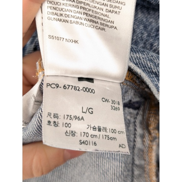 Levis Mens Trucker Jacket Mixed Denim Nylon Full Zip Jacket L Western Workwear - Picture 7 of 10